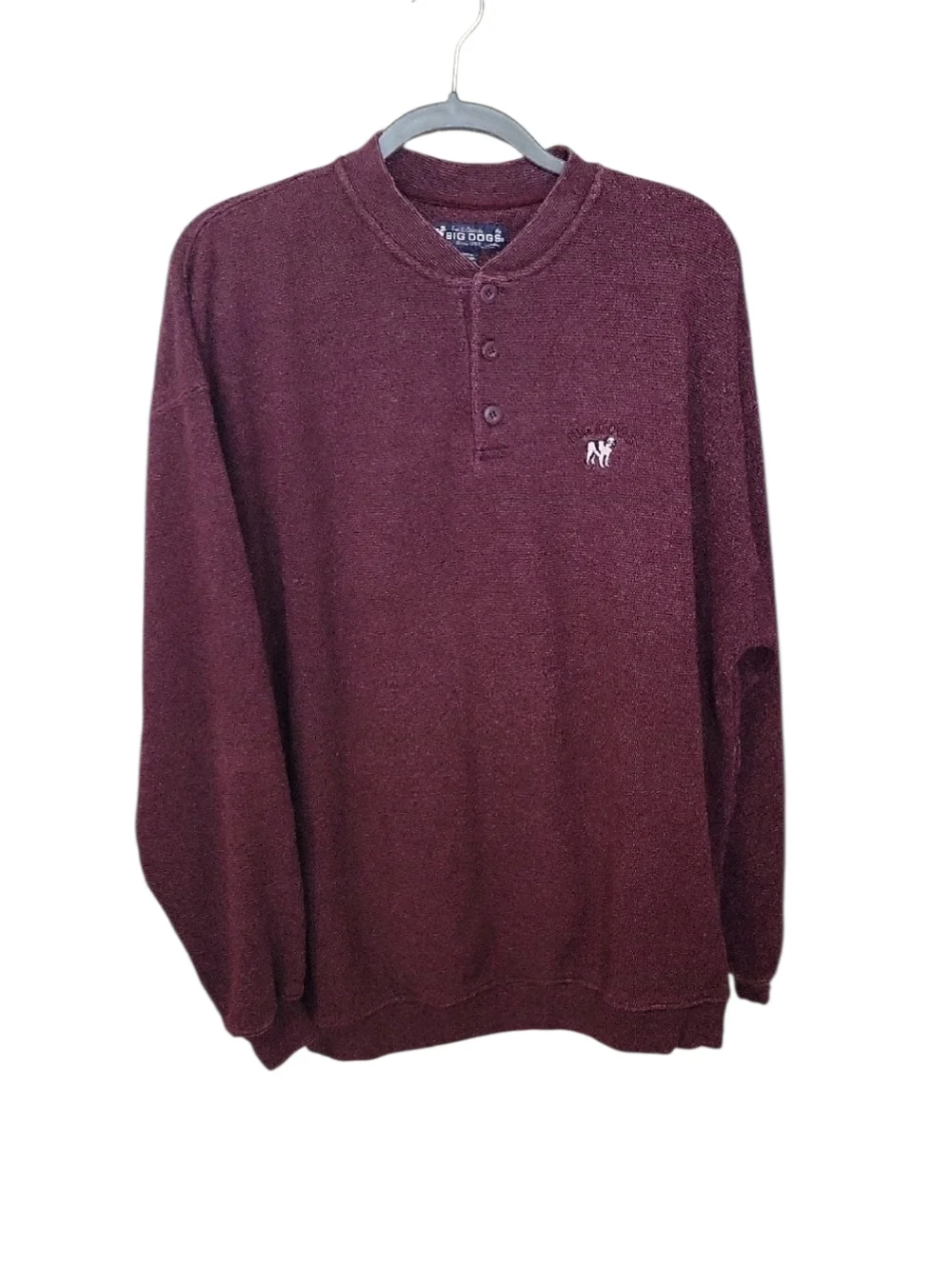 Big Dogs Men's Maroon Henley Sweater